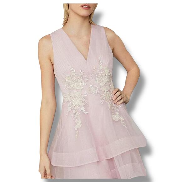 BCBGMAXAZRIA Embroidered Tulle Mini HoCo Dress 0 Lavender Mist NEW $398 - Picture 2 of 11